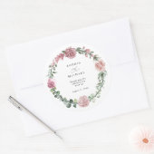 Dusty Pink Floral Wedding Runder Aufkleber (Umschlag)