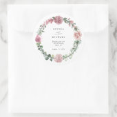 Dusty Pink Floral Wedding Runder Aufkleber (Tasche)
