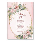 Dusty Pink Floral Wedding Table Number Art Tischnummer (Rückseite)