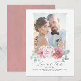 Dusty Pink Floral Wedding Vielen Dank Einladung