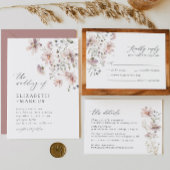 Dusty Pink Floral Wildblume Hochzeit Einladung