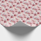 Dusty Pink Floral Wrapping Paper Geschenkpapier (Ecke)