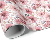 Dusty Pink Floral Wrapping Paper Geschenkpapier (Rolleneckpunkt)