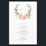 Dusty Pink Floral Wreath Wedding Menu<br><div class="desc">Erschaffen Sie den perfekten Empfang! Wir lieben dieses trendige 5.5"x 8.5" Hochzeitsmenü! Es ist einfach, elegant und so hübsch. Es zeichnet sich durch ein hübsches, pickig staubfarbenes Aquarellkreidedesign aus. Es ist in eleganter Typografie personalisiert und mit handgeschriebener Kalligrafie akzentuiert. Suite hier: https://www.zazzle.com/collections/peach_pink_floral_eucalyptus_wreath_wedding-119912292411919869 Kontakt Designer für passende Produkte, um die Suite...</div>