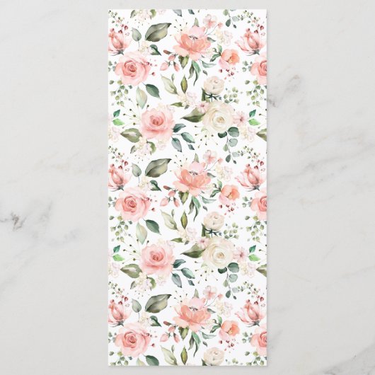 Dusty Pink Floral Wreath Wedding Menu Menükarte (Rückseite)