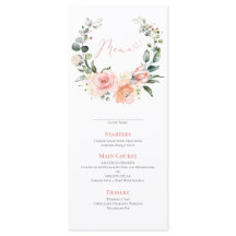 Dusty Pink Floral Wreath Wedding Menu