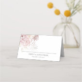 Dusty Pink Florals Name Datum Begrüßung Hochzeit Platzkarte (Vorderseite)