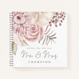 Dusty Pink Florals New Mr. Wedding Guest Book Notizblock
