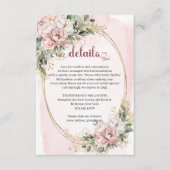 Dusty Pink Flowers Eucalyptus Wedding Details Card Begleitkarte (Vorderseite)