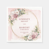 Dusty Pink Flowers Gold Glitter Eucalyptus Wedding Serviette (Vorderseite)