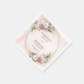 Dusty Pink Flowers Gold Glitter Eucalyptus Wedding Serviette (Ecke)
