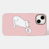 Dusty Pink Funny White Cat Zeichn Hallo Case-Mate iPhone Hülle (Rückseite (Horizontal))