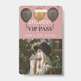 Dusty Pink Geburtstagsparty Foto Custom Pass VIP Ausweis