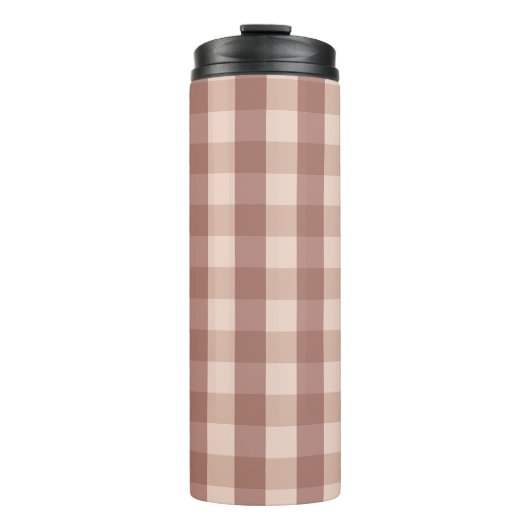 Dusty Pink Gingham Checkered Thermosbecher (Vorderseite)