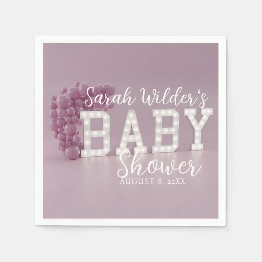 Dusty Pink Girl Balloon Arch Baby Dusche Napkins Serviette (Vorderseite)