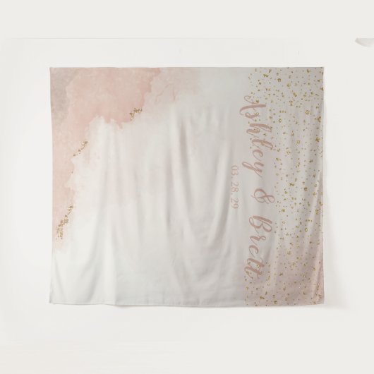 Dusty Pink Glitzer Gold Wedding Foto Hintergrund Wandteppich (Vorderseite (Horizontal))