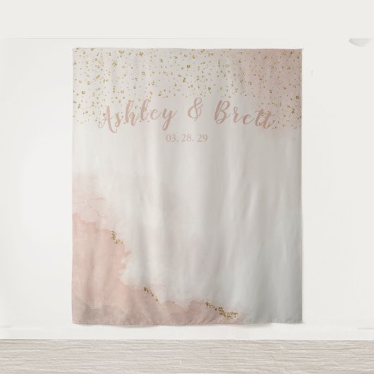Dusty Pink Glitzer Gold Wedding Foto Hintergrund Wandteppich (Vorderseite)
