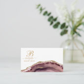 Dusty Pink Gold Agate Makeup Artist Visitenkarte (Stehend Vorderseite)