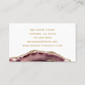 Dusty Pink Gold Agate Makeup Artist Visitenkarte (Rückseite)