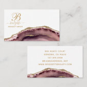 Dusty Pink Gold Agate Makeup Artist Visitenkarte (Vorne/Hinten)