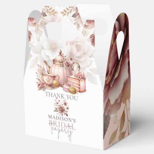 Dusty Pink Gold Bridal Teedusche nach Maß Geschenkschachtel (Geöffnet)