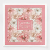 Dusty Pink Gold Flowers Napkins Trendy Custom Name Serviette (Vorderseite)