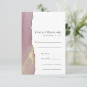 Dusty Pink Gold UAWG Wedding Response Card RSVP Karte (Stehend Vorderseite)