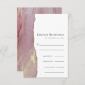 Dusty Pink Gold UAWG Wedding Response Card RSVP Karte (Vorne/Hinten)