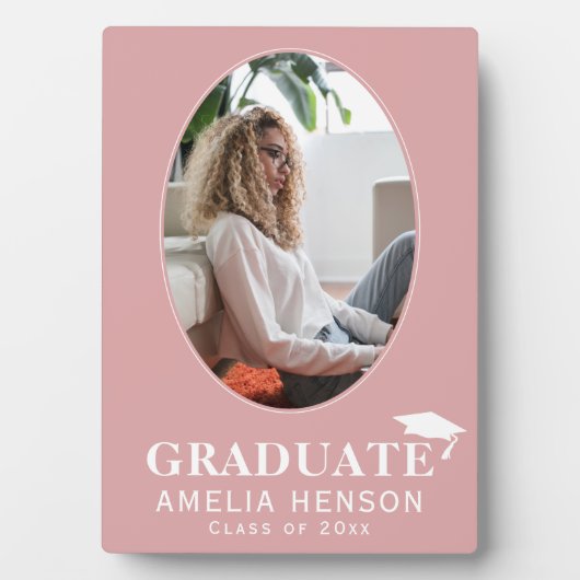 Dusty Pink Graduate Foto Abschluss Fotoplatte (Vorderseite)