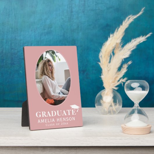 Dusty Pink Graduate Foto Abschluss Fotoplatte (Seite)
