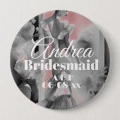 Dusty Pink/Grau Wasserfarbe Schöne Bridesmaid Button (Vorderseite)
