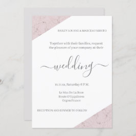 Dusty Pink Gray and White Marble Elegante Hochzeit Einladung
