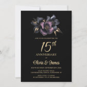 Dusty Pink Gray Floral 15. Hochzeitstag Einladung (Vorderseite)