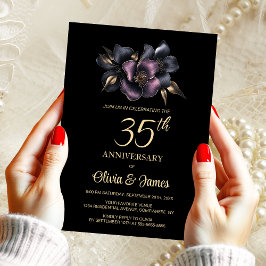 Dusty Pink Gray Floral 35. Hochzeitstag Einladung