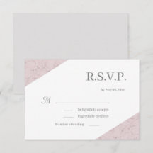 Dusty Pink Gray White Marble Wedding RSVP