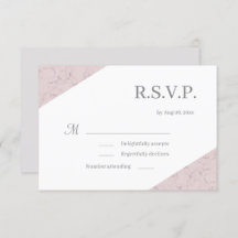 Dusty Pink Gray White Marble Wedding RSVP