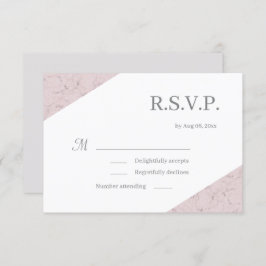 Dusty Pink Gray White Marble Wedding RSVP Einladung