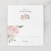 Dusty Pink Green Foliage Rustikale Blumenhochzeit Platzkarte (Außenseite Aufgefaltet)