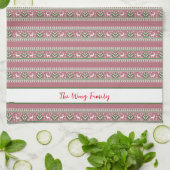 Dusty Pink Green und White Fair Isle Weihnachten Geschirrtuch (Gefaltet)