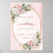 Dusty Pink Greenery Boho Blush Pink Wedding Welcom Poster (Vorne)