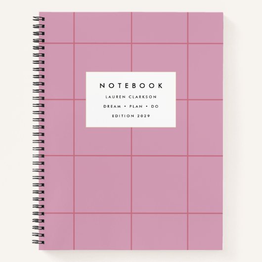 Dusty Pink Grid Notebook Notizblock (Vorderseite)