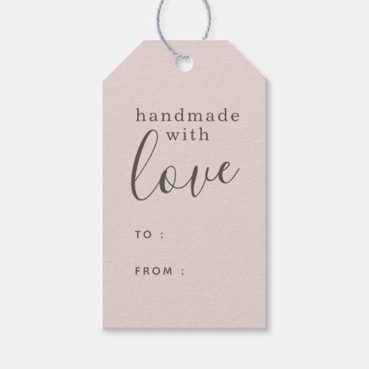 Dusty Pink Handmade mit Liebe Geschenkanhänger (Vorderseite)