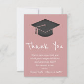 Dusty Pink Handwriting Cap and Tassel Graduation   Dankeskarte (Vorderseite)