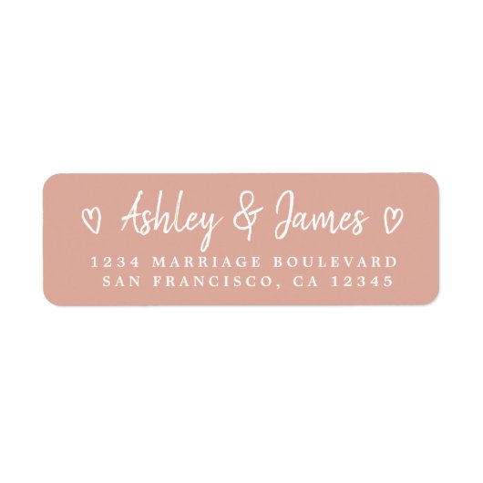 Dusty Pink Heart Script Couple Return Address  (Vorne)