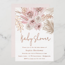 Dusty Pink Ivory Boho Baby Dusche Rose Gold Folieneinladung