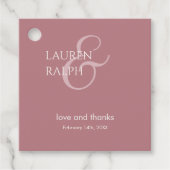 Dusty Pink & Ivory Couple Monogram Vielen Dank Geschenkanhänger (Vorderseite)