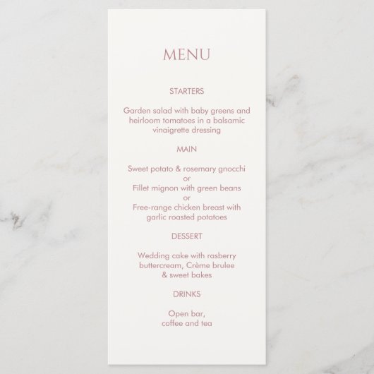 Dusty Pink & Ivory Mit Monogramm Wedding Menu Programm (Vorderseite)