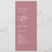 Dusty Pink Ivory Monogram Welcome Wedding Programm (Vorderseite)
