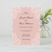 Dusty Pink Lace Frame Classic Wedding Einladung (Stehend Vorderseite)