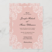 Dusty Pink Lace Frame Classic Wedding Einladung (Vorne/Hinten)
